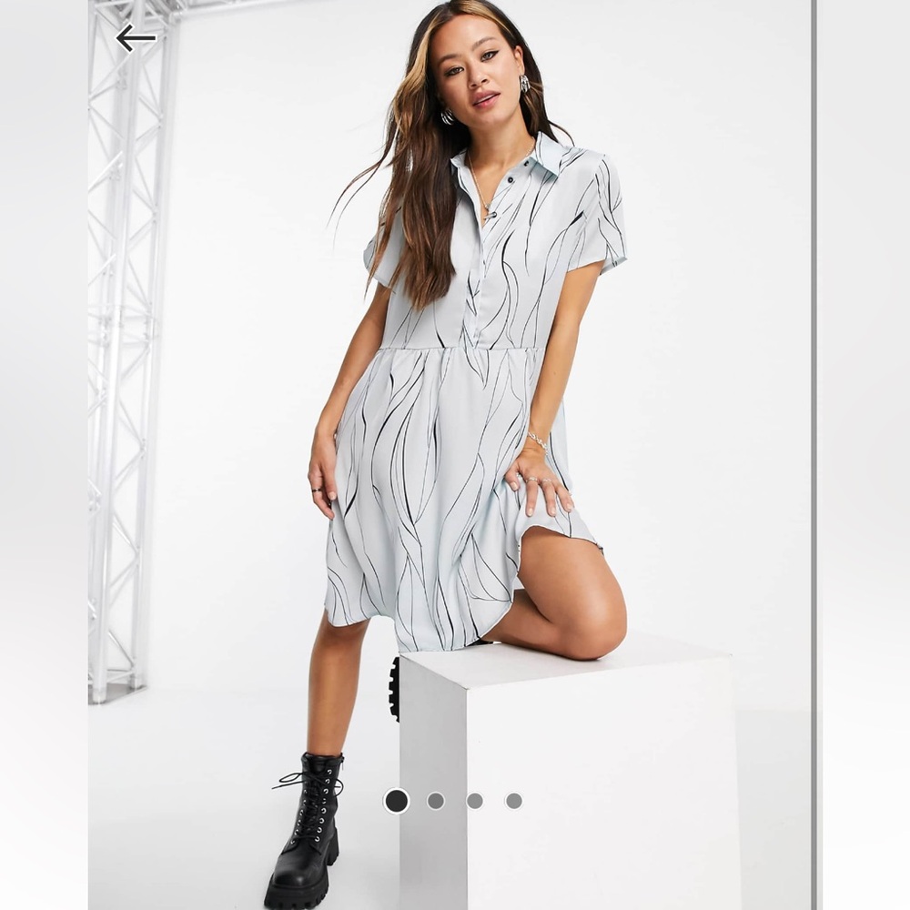 Object Abigail Shirt Mini Dress in Blue